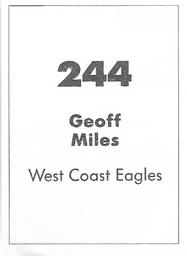 1990 Select AFL Stickers #244 Geoff Miles Back